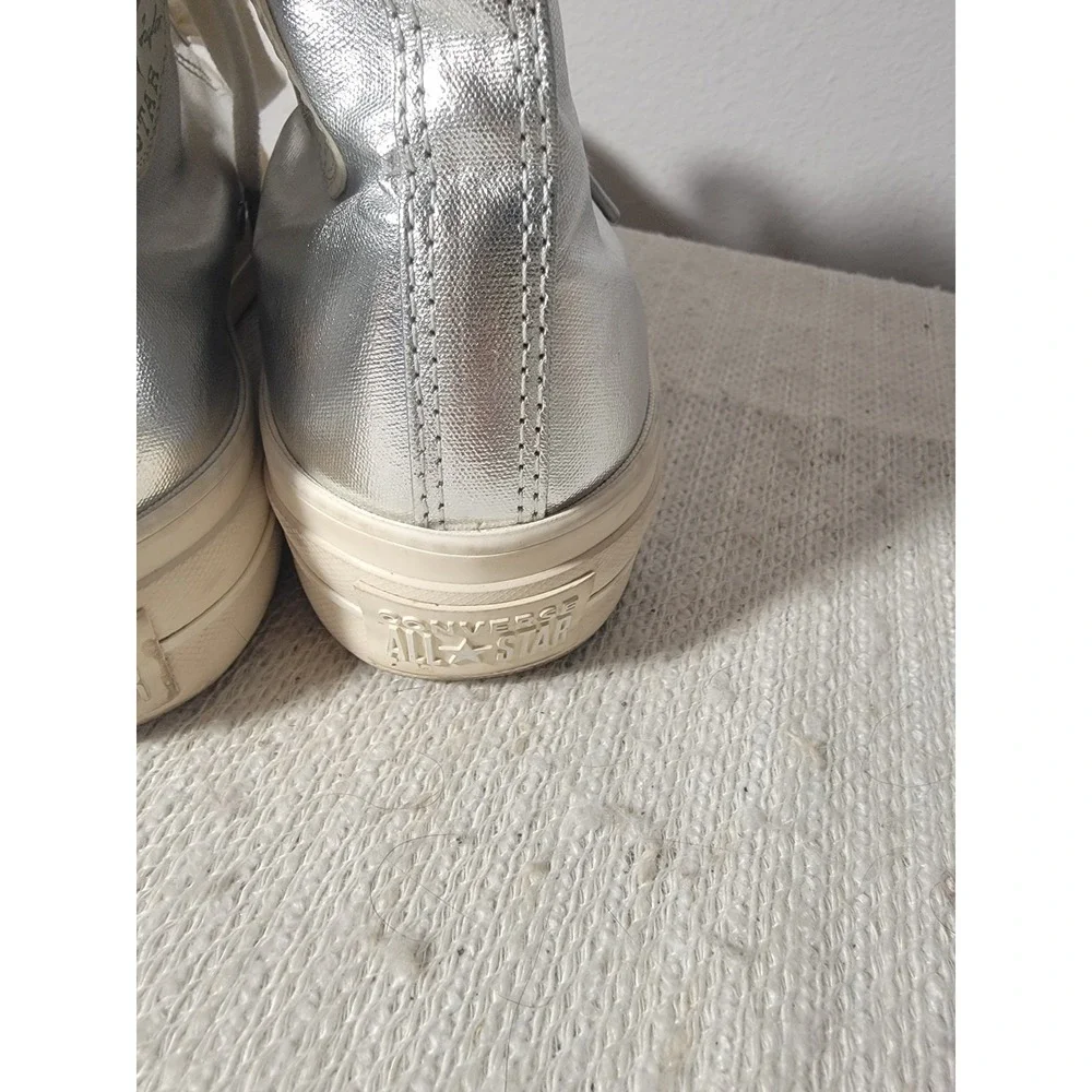 Converse All Star Metallic Silver High Top Sneakers Womens 9 Platform A09902C